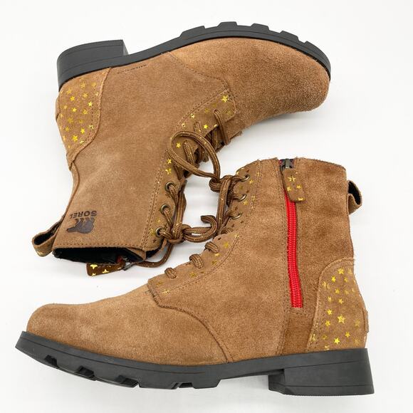 Sorel Emelie Combat Boot Womens 5 Waterproof Suede Gold Stars Boho Fairy Grunge - Picture 6 of 13